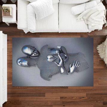 Markapia Dijital Baskılı Metal Heykel Çift Desenli Halı