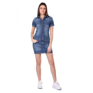 Markapia Düğmeli Jean Kadın Elbise