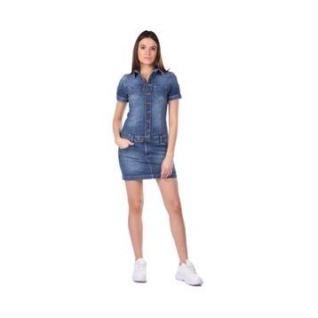 Markapia Düğmeli Jean Kadın Elbise