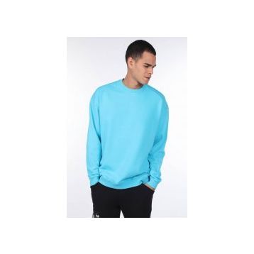 Markapia Oversize Mavi Erkek Bisiklet Yaka Sweatshirt