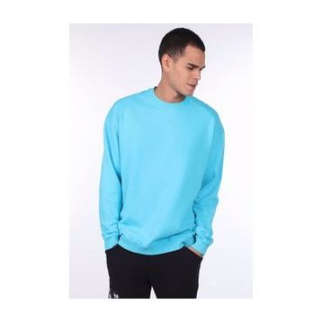 Markapia Oversize Mavi Erkek Bisiklet Yaka Sweatshirt