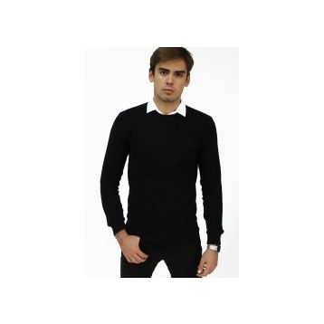 Markapia Siyah Erkek Bisiklet Yaka Sweatshirt