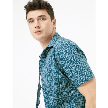 Marks & Spencer Geometrik Desenli Relaxed Fit Gömlek