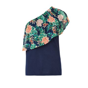 Marks & Spencer Lacivert Çiçek Desenli Bayan Bluz
