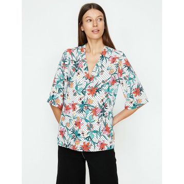 Marks & Spencer Lacivert Çiçek Desenli Bayan Bluz