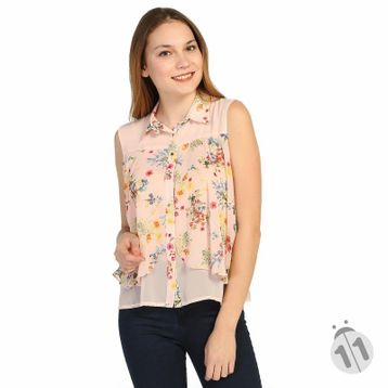 Marks & Spencer Lacivert Çiçek Desenli Bayan Bluz