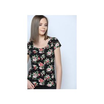 Marks & Spencer Mavi Çiçek Desenli Bayan T- Shirt
