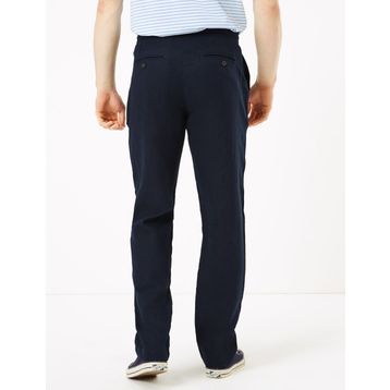 Marks & Spencer Siyah Bayan Keten Regular Fit Pantolon