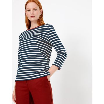 Marks & Spencer Siyah Çizgili Regular Fit Bayan T-shirt
