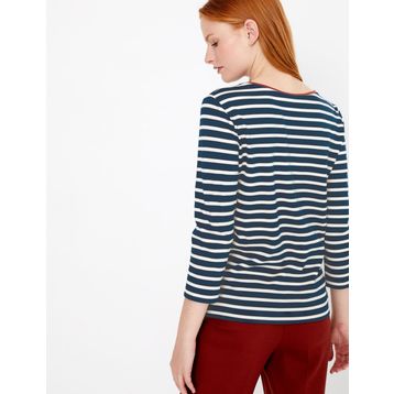 Marks & Spencer Siyah Çizgili Regular Fit Bayan T-shirt