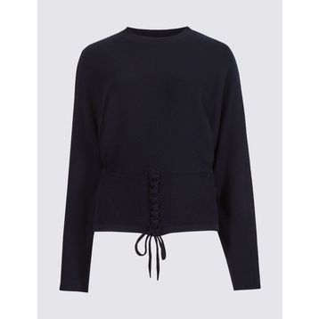 Marks & Spencer Siyah Yuvarlak Yaka Bayan Kazak