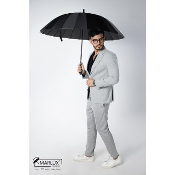 Marlux M21MAR1024R001 Siyah Baston 24 Fiber Tel Hakiki Deri Saplı Ultra Premium Protokol Şemsiye