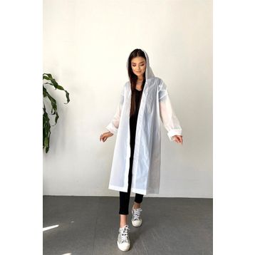 Marlux M21MRC881R02 Beyaz Kapüşonlu Çıtçıtlı Eva Yağmurluk