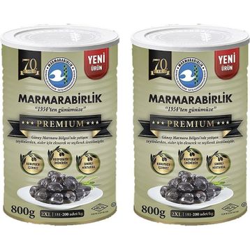 Marmara Birlik 800 gr Premium 2XL Doğal Salamura Siyah Zeytin