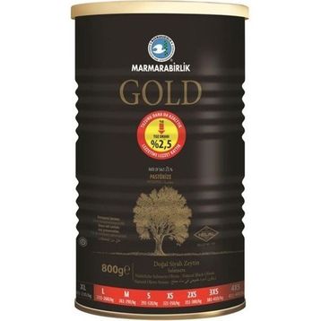 Marmara Birlik Gold Az Tuzlu Salamura Mega 201-230 Xl Teneke 800 gr Siyah Zeytin