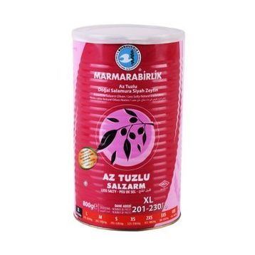 Marmara Birlik Mega Az Tuzlu Salamura Siyah Zeytin 201 - 230 Kalibre
