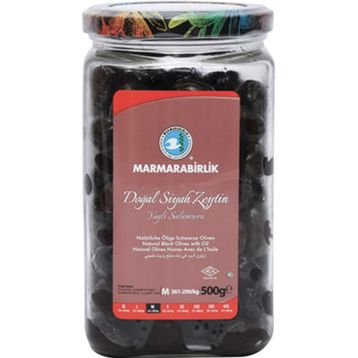 Marmara Birlik Süper Yağlı M Salamura 261-290 Cam 500 G Siyah Zeytin