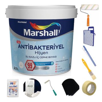 Marshall Antibakteriyel Hijyen Silinebilir Akşam Sefası 2.5 lt İç Cephe Boyası + Boya Seti