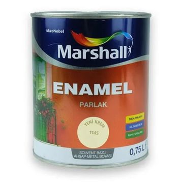 Marshall Enamel Krem 0.75 lt Solvent Bazlı Parlak Ahşap Metal Boyası