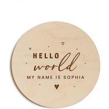 Marwin Craft Isme Özel Hello World Merhaba Dünya Yazılı Hoş Geldin Bebek Hediyesi Ahşap Disk