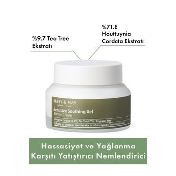 Mary&May Sensitive Soothing Gel Blemish Cream 70 gr Hassasiyet ve Yağlanma Karşıtı Yatıştırıcı Nemlendirici Krem