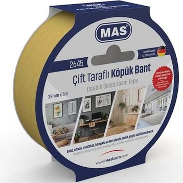 Mas 2645 38 mm x 5 m Çift Taraflı Köpük Bant
