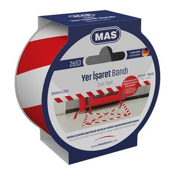 Mas 2653 50 mm x 27 mt Kırmızı Beyaz Yer İşaretleme Bandı