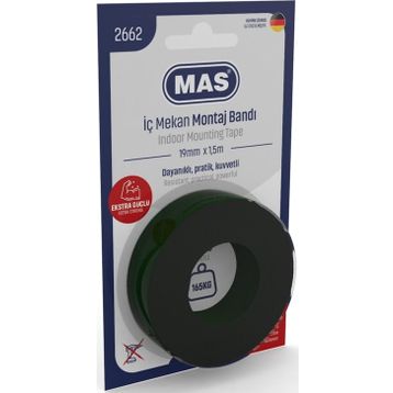 Mas 2662 19 mm x 1.5 mt Extra Güçlü İç Mekan Montaj Bandı