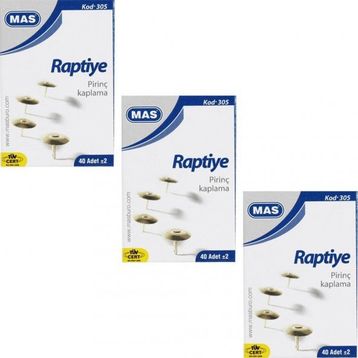 Mas 305 Sarı 36'lı 3 Kutu Pirinç Kaplı Raptiye