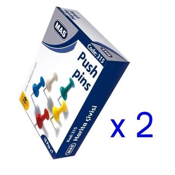 Mas 315 Silindirik 2 Paket Renkli Harita Çivisi