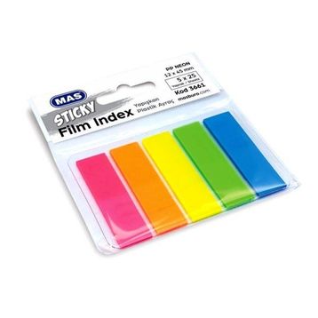 Mas Film İndex 12x45 mm Dikdörtgen 5 Renk Postit Ayraç