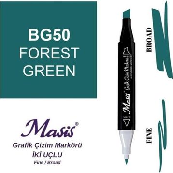 Masis 50 Orman Yeşili Çift Uçlu Marker Grafik Çizim Kalemi