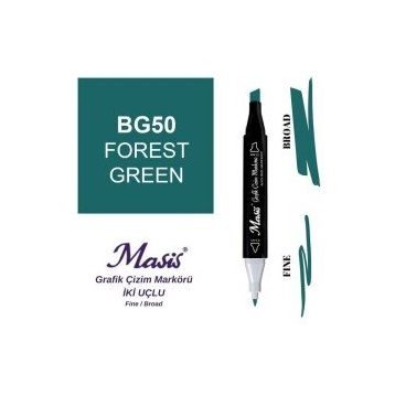 Masis 50 Orman Yeşili Çift Uçlu Marker Grafik Çizim Kalemi