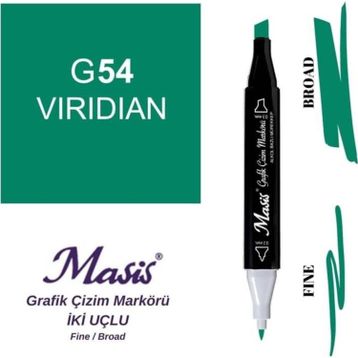 Masis 54 Viridian Yeşil Çift Uçlu Marker Grafik Çizim Kalemi