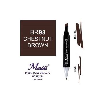 Masis 98 Kestane Kahve Çift Uçlu Marker Grafik Çizim Kalemi