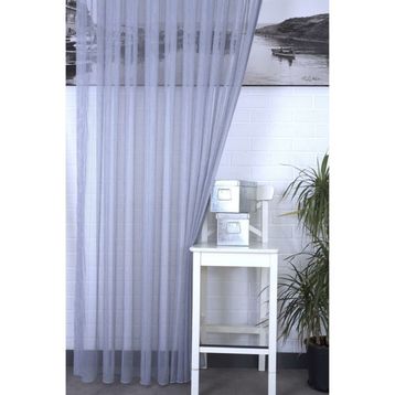 Massarelli Mavi 1-3 Sık Pile Çizgili Tül Perde