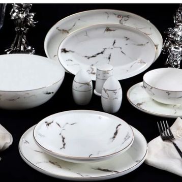 Massimo Marble Gold 56 Parça Yemek Takımı