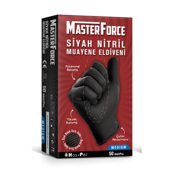 MasterForce 50 Adet M Siyah Nitril Eldiven