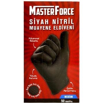 MasterForce 50 Adet M Siyah Nitril Eldiven