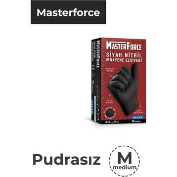 MasterForce 50 Adet M Siyah Nitril Eldiven