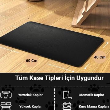 MAtGo Kaymaz Su Geçirmez Suni Deri Siyah 40x60 cm Kedi Köpek Mama Paspası