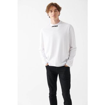 Mavi 0611053-620 Beyaz Pro Logo Baskılı Oversize Sıfır Yaka Erkek Sweatshirt