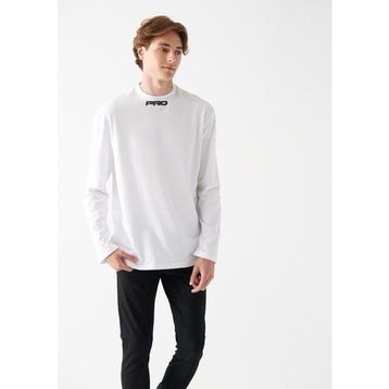 Mavi 0611053-620 Beyaz Pro Logo Baskılı Oversize Sıfır Yaka Erkek Sweatshirt