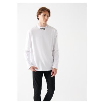 Mavi 0611053-620 Beyaz Pro Logo Baskılı Oversize Sıfır Yaka Erkek Sweatshirt