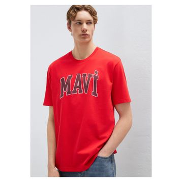 Mavi 0611711-70467 Logo Baskılı Kırmızı Erkek T-shirt