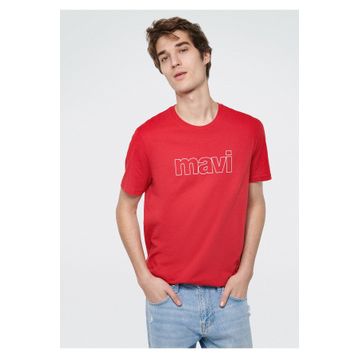 Mavi 065781-34535 Kırmızı Pamuklu Baskılı Normal Kesim Erkek T-shirt