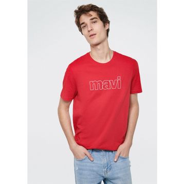 Mavi 065781-34535 Kırmızı Pamuklu Baskılı Normal Kesim Erkek T-shirt