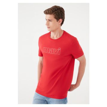 Mavi 065781-34535 Kırmızı Pamuklu Baskılı Normal Kesim Erkek T-shirt