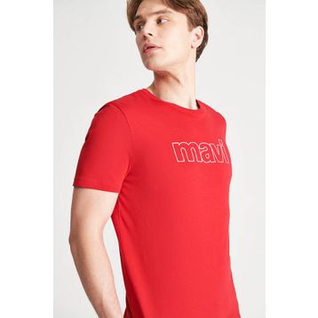 Mavi 065781-34535 Kırmızı Pamuklu Baskılı Normal Kesim Erkek T-shirt