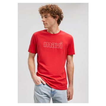 Mavi 065781-34535 Kırmızı Pamuklu Baskılı Normal Kesim Erkek T-shirt